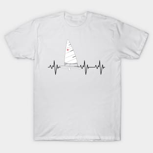 Laser dinghy sailing on a heartbeat T-Shirt